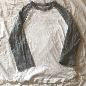 White and gray baseball style tee